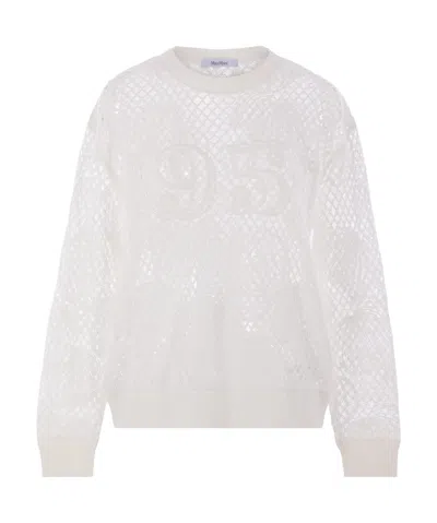 Max Mara Round-collar And Long-sleeved Sweater In White