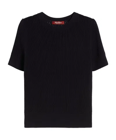 Max Mara Round-collar Short-sleeve Sweater In Black