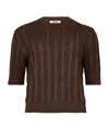 Max Mara Round-collar Short-sleeve Sweater In Brown