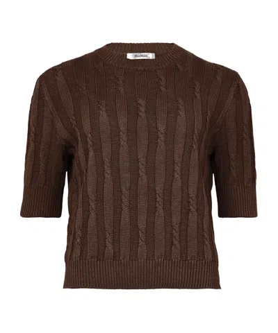 Max Mara Round-collar Short-sleeve Sweater In Black