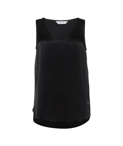 Max Mara Round Collar Sleeveless Vest In Black