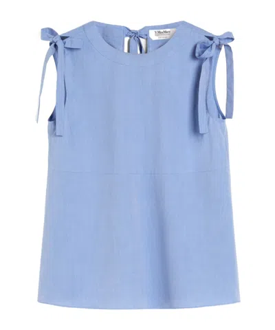 Max Mara Round Collar Sleeveless Vest In Blue