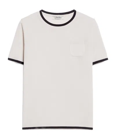 Max Mara Round Collar Wool Yarn T-shirt In White