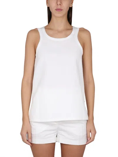 Max Mara Round Fit Cotton Top For Women In White