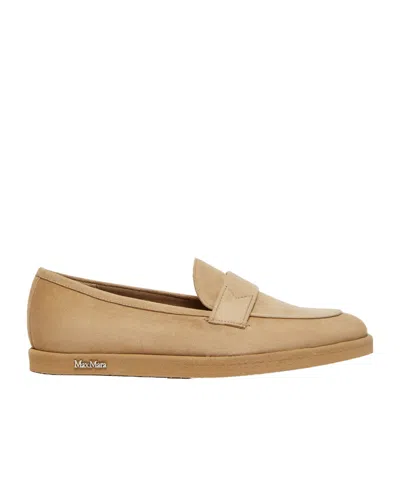 Max Mara 20mm Softmoc Suede Loafers In Taupe