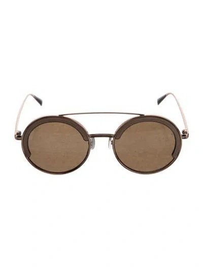 Pre-owned Max Mara Round Mirrored Sunglasses In Gold