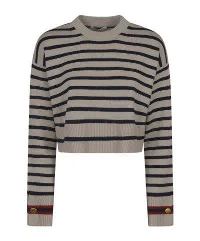 Max Mara Round-neck And Long-sleeved Sweater In Gray