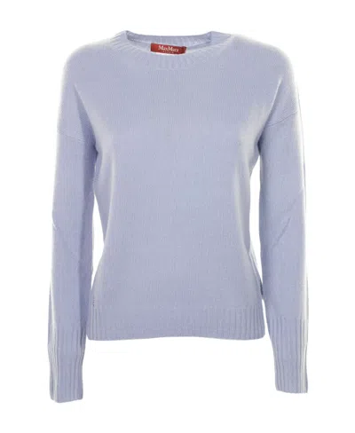 Max Mara Round-neck And Long-sleeved Sweater In Gray