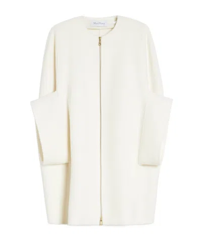 Max Mara Round-neck Cashmere Cape In White