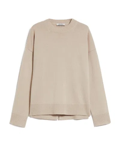 Max Mara Round Neck Knitted Sweater In Nude