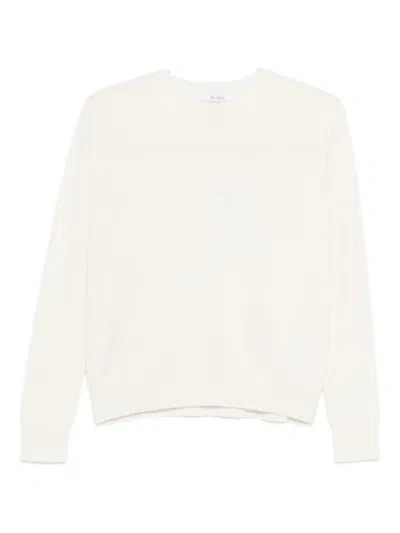 Max Mara Round-neck Long-sleeve Sweater In White