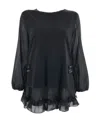 Max Mara Round-neck Long-sleeved Blouse In Black
