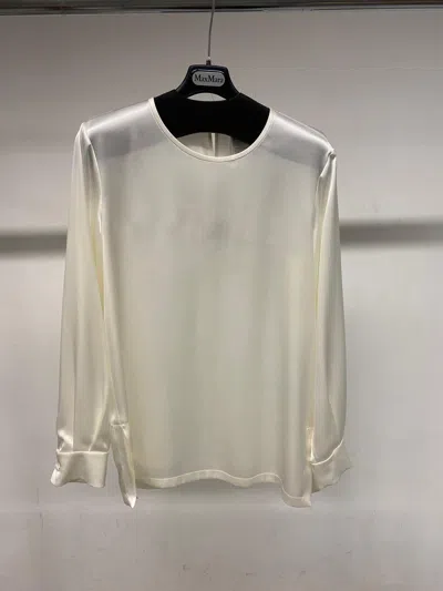 Max Mara Round-neck Long-sleeved Blouse In Nude