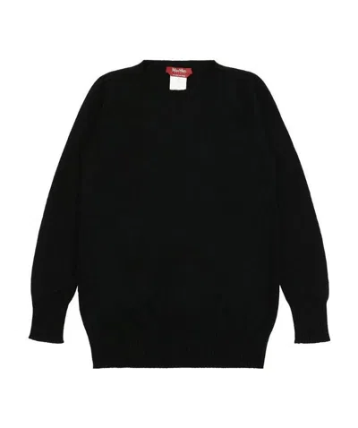 Max Mara Round-neck Long-sleeved Pullover In Black