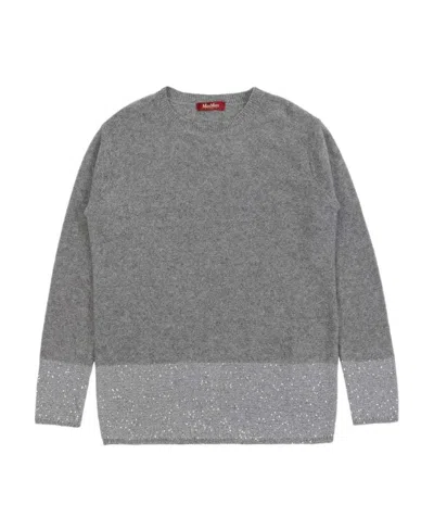Max Mara Round-neck Long-sleeved Pullover In Gray