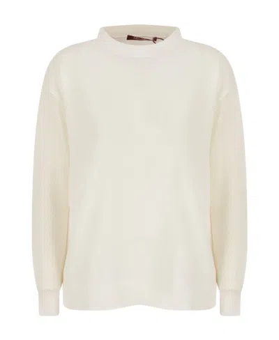 Max Mara Round-neck Long-sleeved Pullover In White