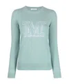 Max Mara Logo Cashmere Sweater In Green
