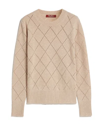 Max Mara Round-neck Long-sleeved Sweater In Nude