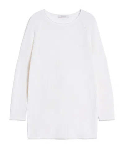 Max Mara Round Neck Long-sleeved Sweater In White