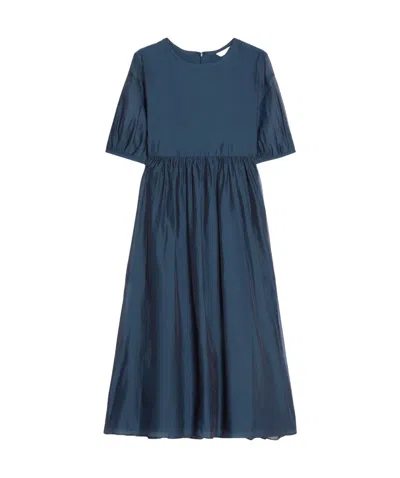Max Mara Round-neck Mid-length Dress In Blue