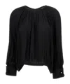 Max Mara Black Creponne Crew Neck Blouse In Silk Woman In Black