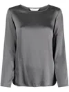 Max Mara Round-neck Satin Blouse In グレー