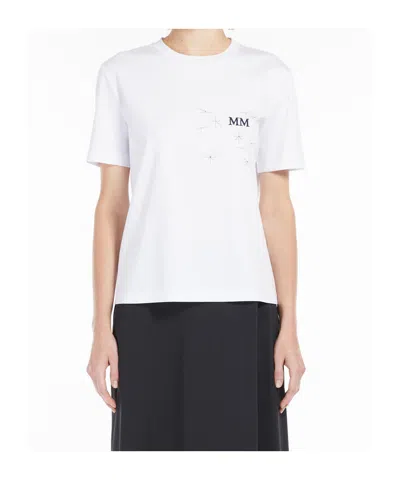 Max Mara Round Neck Short Sleeve T-shirt In White