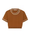 Max Mara Round Neck Short-sleeved Sweater In Brown