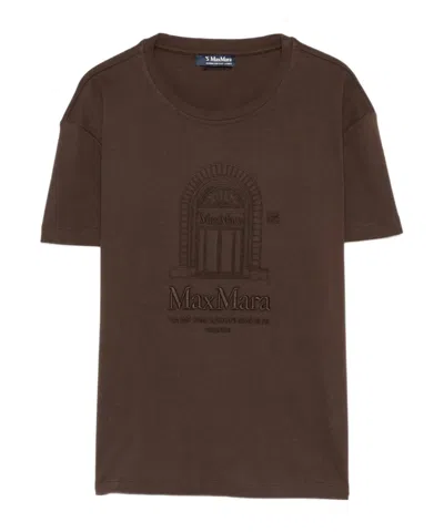 Max Mara Round-neck Short-sleeved T-shirt In Brown