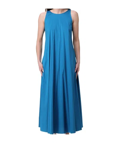 Max Mara Round Neck Sleeveless Dress In Blue