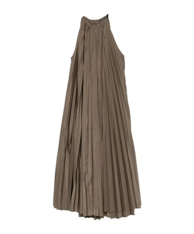 Max Mara Round Neck Sleeveless Dress In Brown
