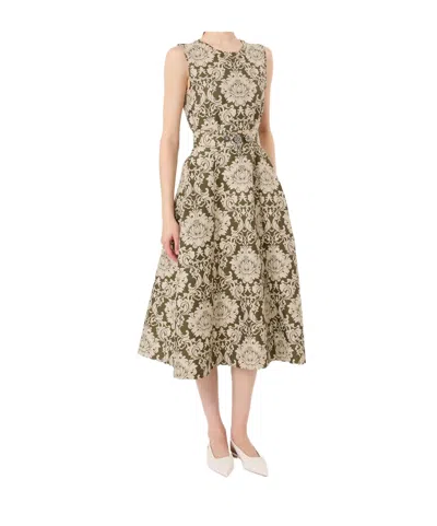 Max Mara Round Neck Sleeveless Dress In Brown
