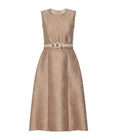 Max Mara Round Neck Sleeveless Dress In Neutral