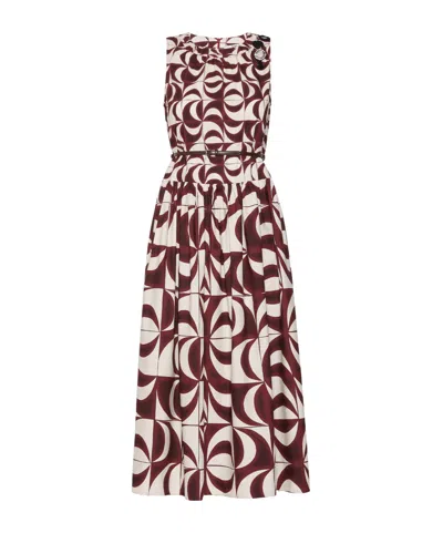 Max Mara Round Neck Sleeveless Dress In Multi