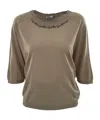 Max Mara Round Neck Sweater In Brown