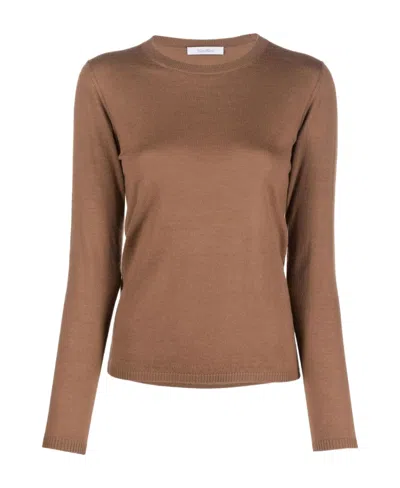 Max Mara Round-neck Sweater In Brown