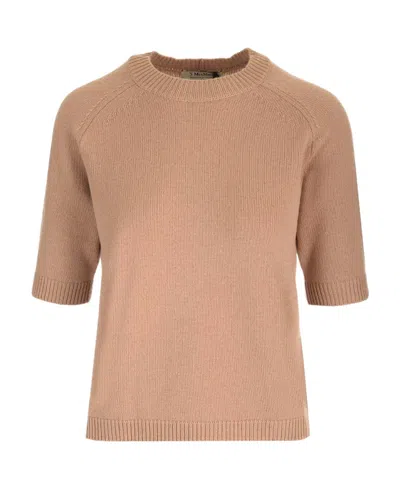 Max Mara Round-neck Wool Sweater In Nude