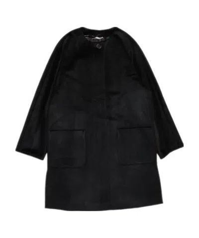 Max Mara Round-necked Coat In Black