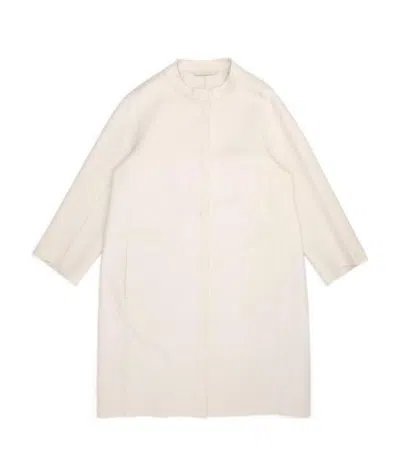 Max Mara Round-necked Coat In White