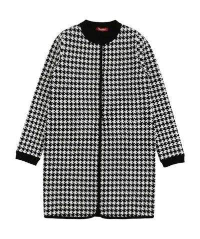 Max Mara Round-necked Color Coat In Black