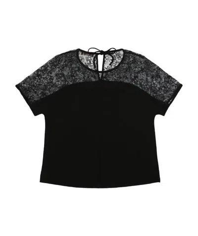 Max Mara Round Necklaced T-shirt In Black