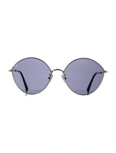 Pre-owned Max Mara Round Tinted Sunglasses In Black/gold