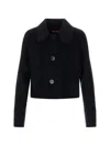 Max Mara Round-collar Single-breasted Jacket In Blue