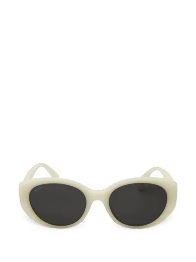 Max Mara Round-frame Sunglasses In White