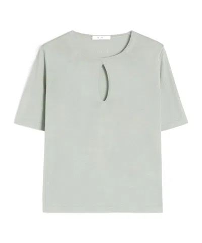 Max Mara Round-neck Short-sleeved Knitted Shirt In Green