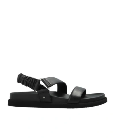 Max Mara Round-toe Flat Sandals In Black