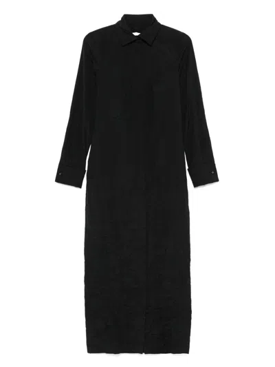 Max Mara Rovigo Mini Cotton Dress With Pockets And Buttoned Cuffs In Black