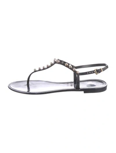 Pre-owned Max Mara Rubber T-strap Sandals In Black