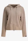 Max Mara Rubiera Rib-knit Hooded Sweatshirt In Neutral