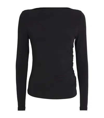 Max Mara Ruched-detail Long-sleeve T-shirt In Black